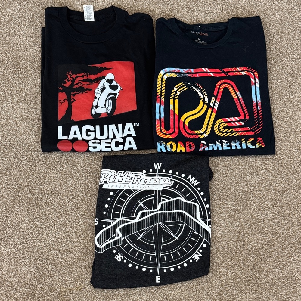 NWOT MotoAmerica tees, sizes Small+Medium